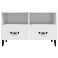 Mobile Porta TV Bianco Lucido 80x36x50 cm in Legno Multistrato 812597