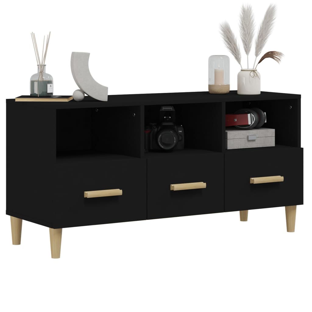 Mobile Porta TV Nero 102x36x50 cm in Legno Multistrato 812601