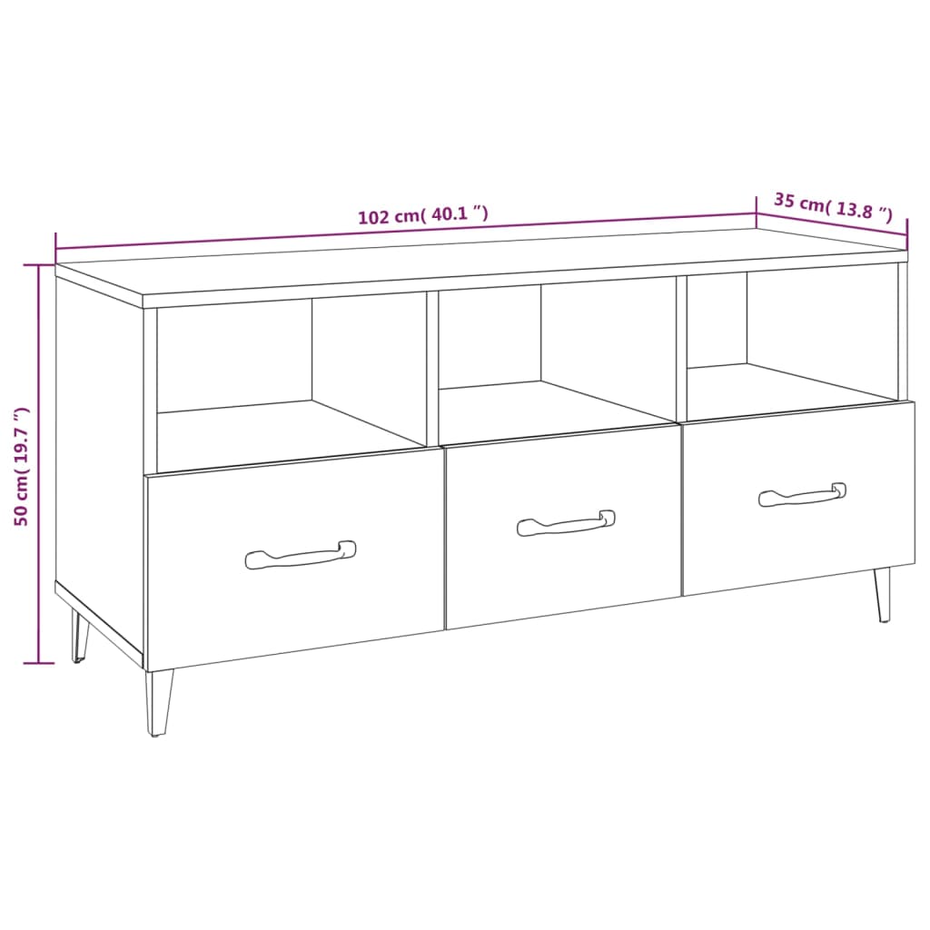 Mobile Porta TV-Mobile per TV-Credenza TV Bianco 102x35x50 cm in Legno Multistrato