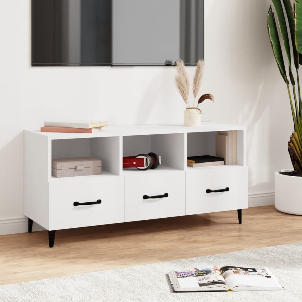 Mobile Porta TV-Mobile per TV-Credenza TV Bianco 102x35x50 cm in Legno Multistrato