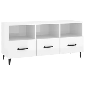 Mobile Porta TV Bianco Lucido 102x35x50 cm in Legno Multistrato cod mxl 14834