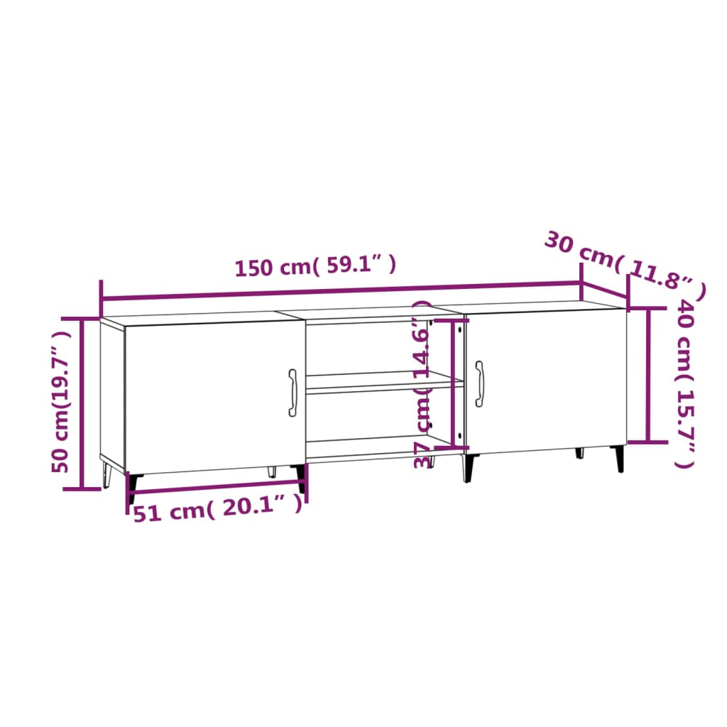Mobile Porta TV-Mobile per TV-Credenza TV Bianco 150x30x50 cm in Legno Multistrato 508642