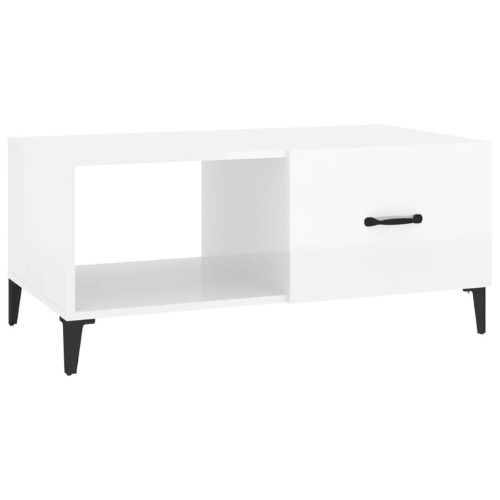 Tavolino da Salotto Bianco Lucido 90x50x40 cm Legno Multistrato 812669