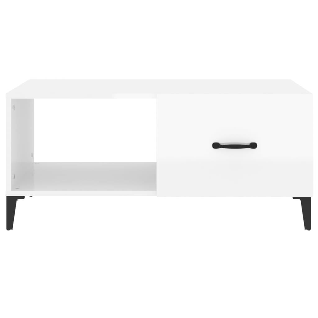 Tavolino da Salotto Bianco Lucido 90x50x40 cm Legno Multistrato 812669
