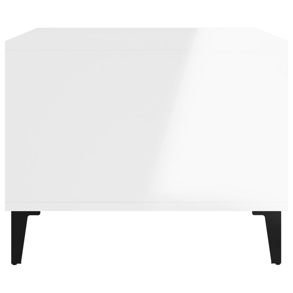 Tavolino da Salotto Bianco Lucido 60x50x40 cm Legno Multistrato 812687