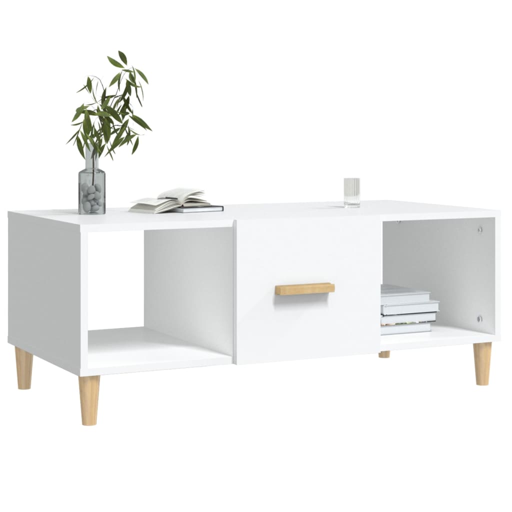 Tavolino da Salotto Bianco 102x50x40 cm in Legno Multistrato cod mxl 24349