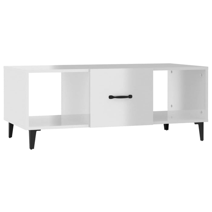 Tavolino da Salotto Bianco Lucido 102x50x40cm Legno Multistrato 812705