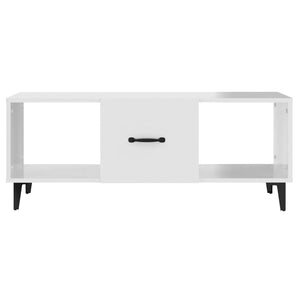 Tavolino da Salotto Bianco Lucido 102x50x40cm Legno Multistrato 812705