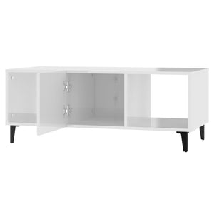Tavolino da Salotto Bianco Lucido 102x50x40cm Legno Multistrato 812705