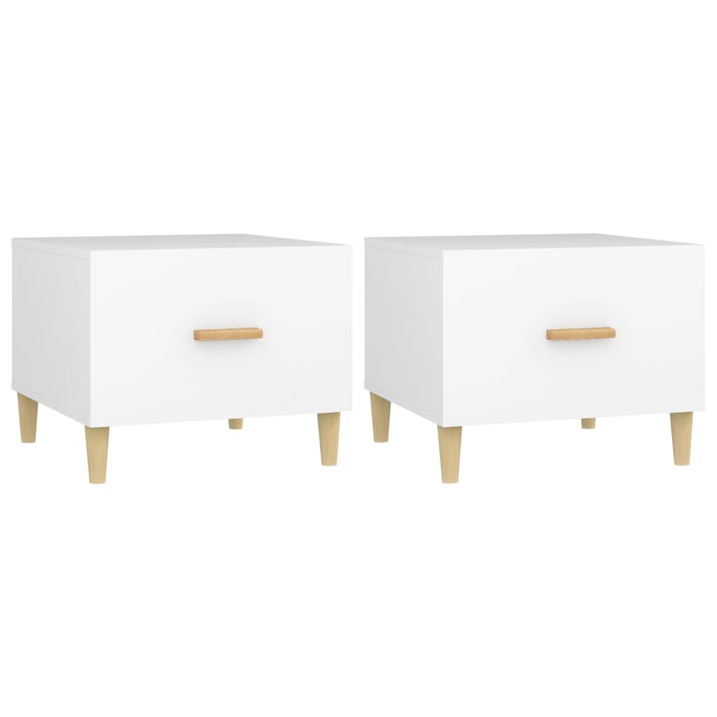 Tavolini da Salotto 2 pz Bianchi 50x50x40 cm Legno Multistrato 812709