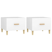 Tavolini da Salotto 2 pz Bianchi 50x50x40 cm Legno Multistrato 812709
