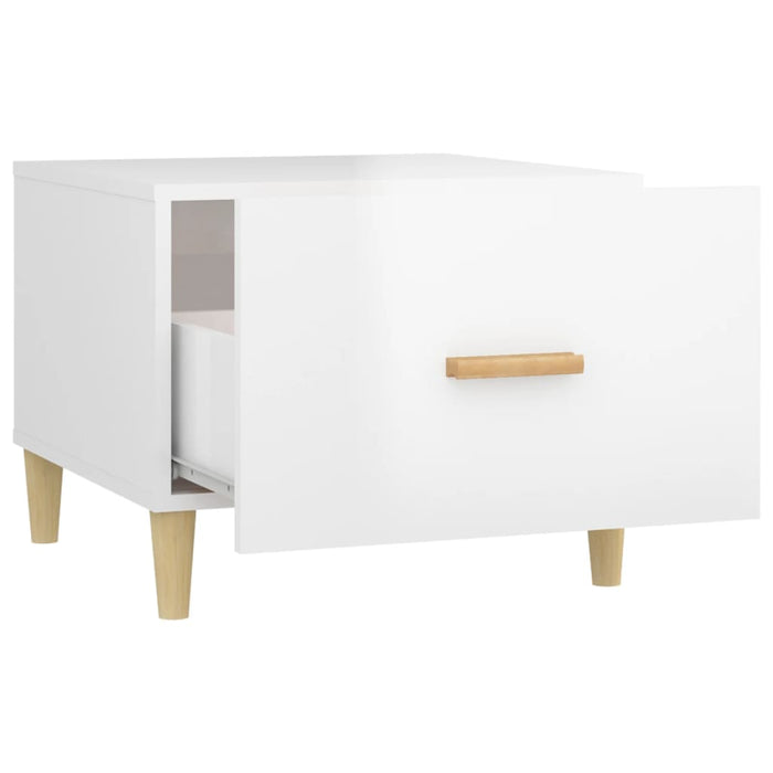 Tavolino da Salotto Bianco Lucido 50x50x40 cm Legno Multistrato cod mxl 15655