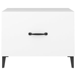 Tavolini da Salotto con Gambe in Metallo 2 pz Bianco 50x50x40cm