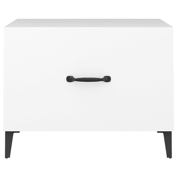 Tavolini da Salotto con Gambe in Metallo 2 pz Bianco 50x50x40cm