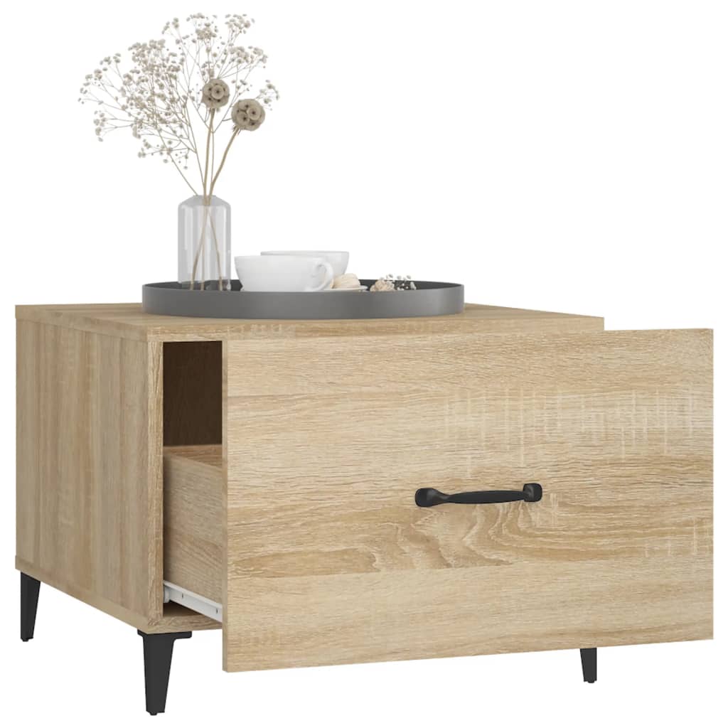 Tavolini Salotto Gambe in Metallo 2pz Rovere Sonoma 50x50x40 cm