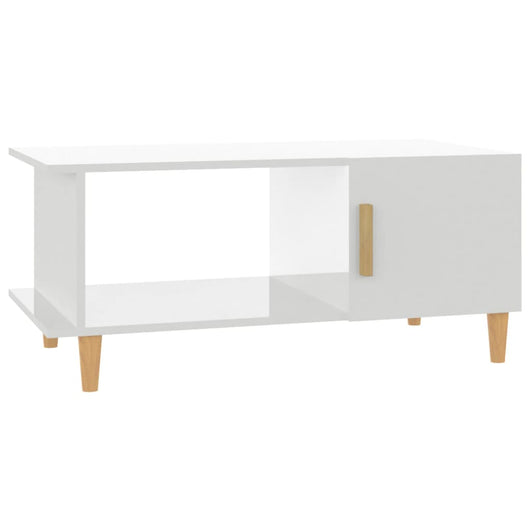Tavolino da Salotto Bianco Lucido 90x50x40 cm Legno Multistrato 812750