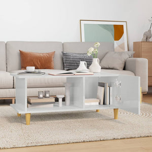 Tavolino da Salotto Bianco Lucido 90x50x40 cm Legno Multistrato 812750