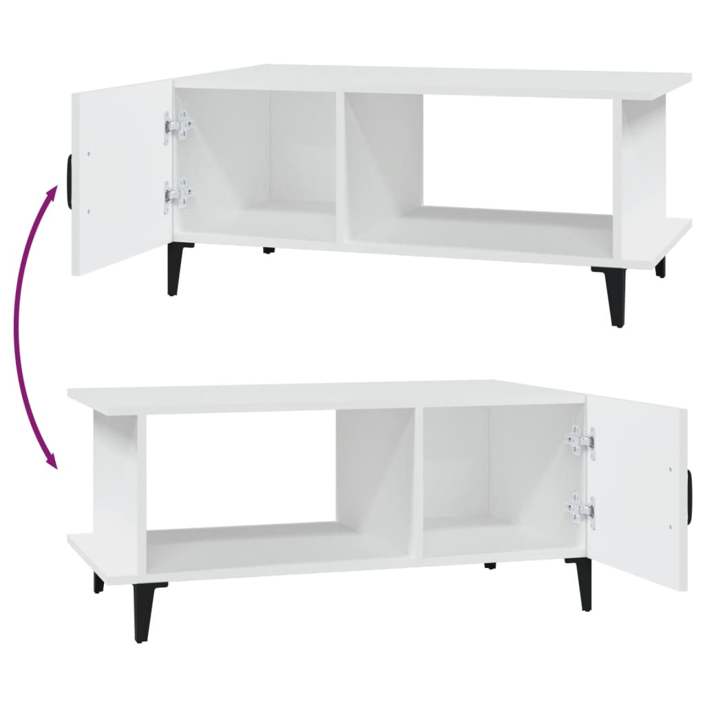 Tavolino da Salotto Bianco 90x50x40 cm in Legno Multistrato cod mxl 26147