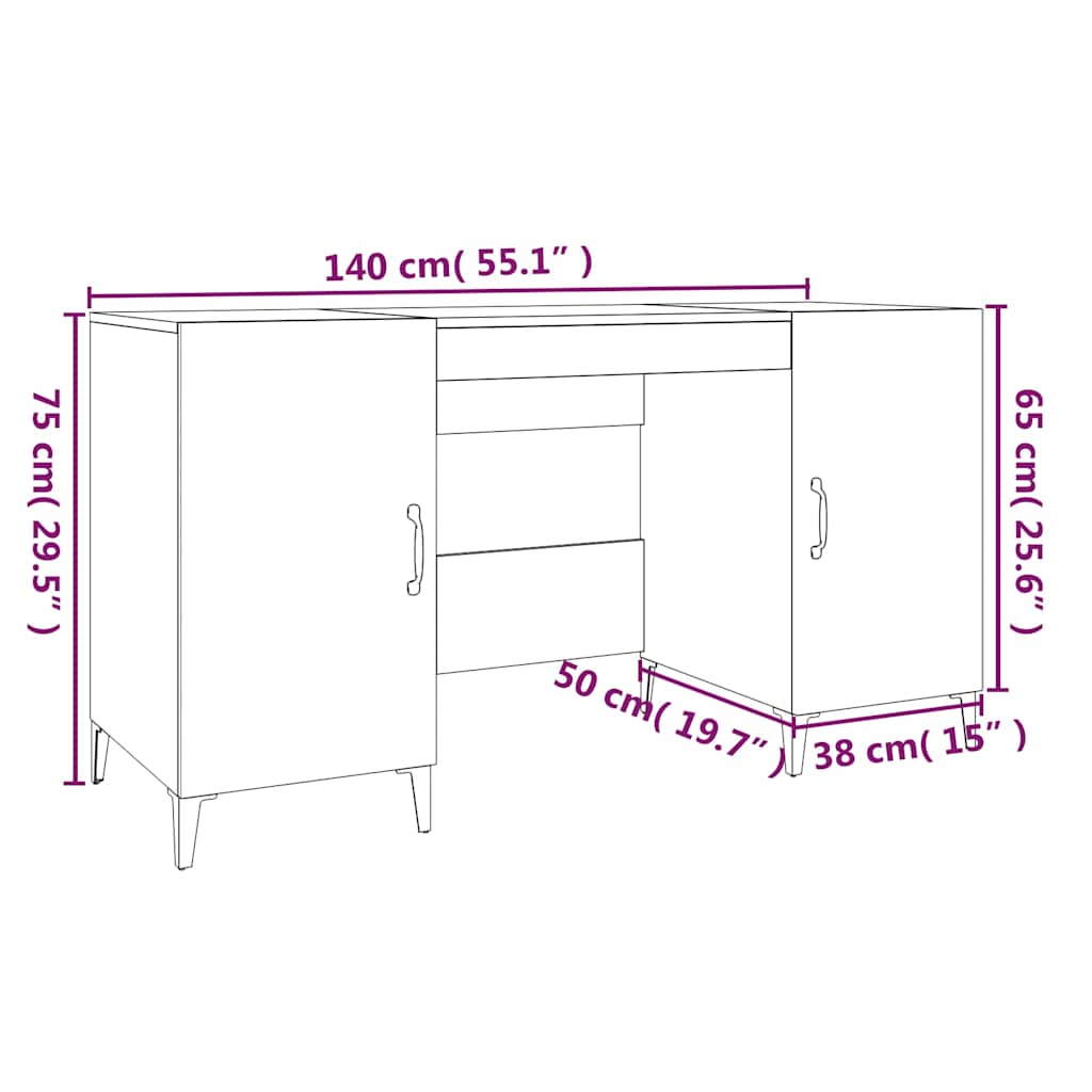 Scrivania Grigio Cemento 140x50x75 cm in Legno Multistrato cod mxl 69443
