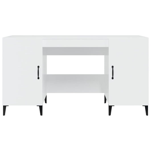 Scrivania tavolo postazione di lavoro mobile per computer studio informatico lucido 140 x 50 x 75 cm derivati ​​del legno bianco 02_0023541