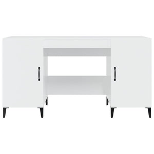 Scrivania Bianco Lucido 140x50x75 cm in Legno Multistrato 812777