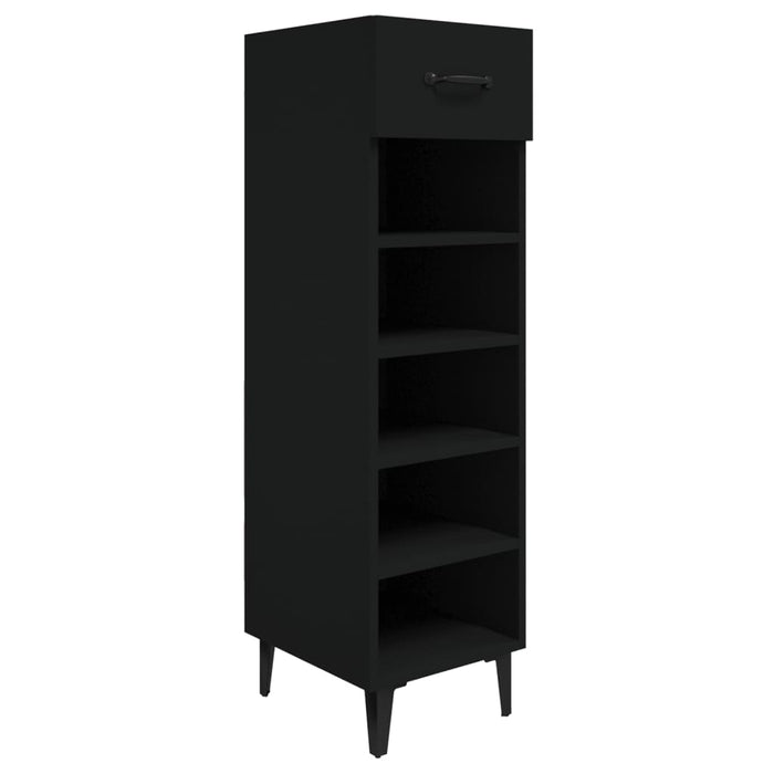 Scarpiera Nera 30x35x105 cm in Legno Multistrato 812808