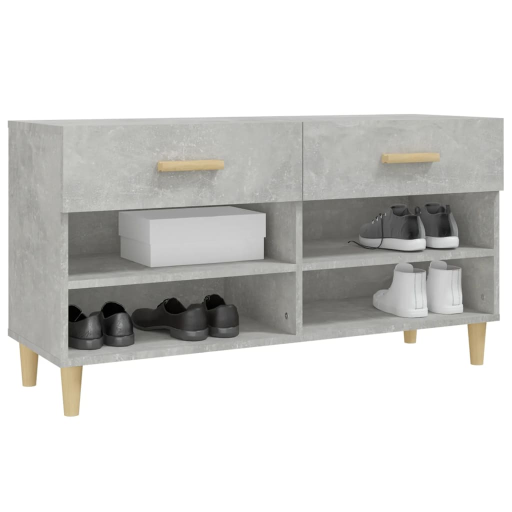 Scarpiera Grigio Cemento 102x35x55 cm in Legno Multistrato 812820