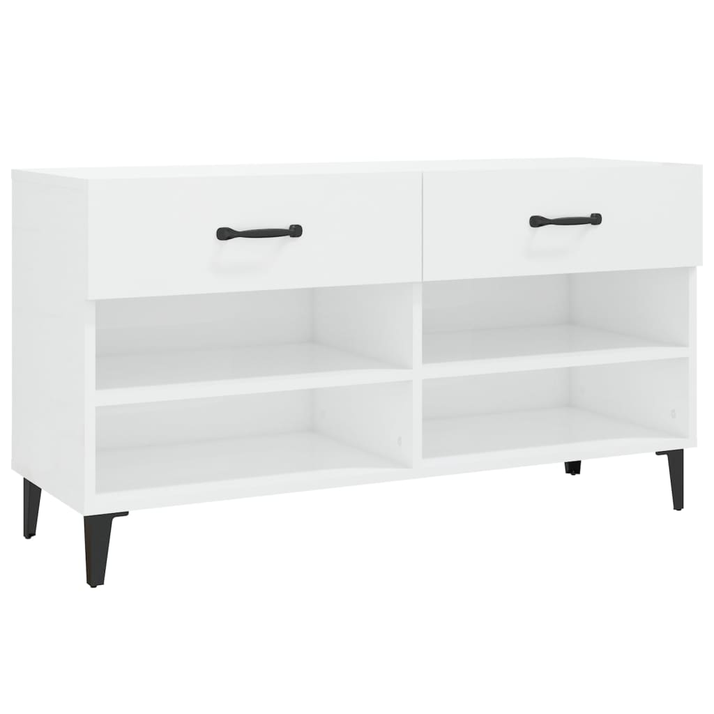 Scarpiera Bianco Lucido 102x35x55 cm in Legno Multistrato cod mxl 35307