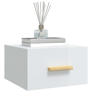 Comodino a Muro Bianco Lucido 35x35x20 cm 812846