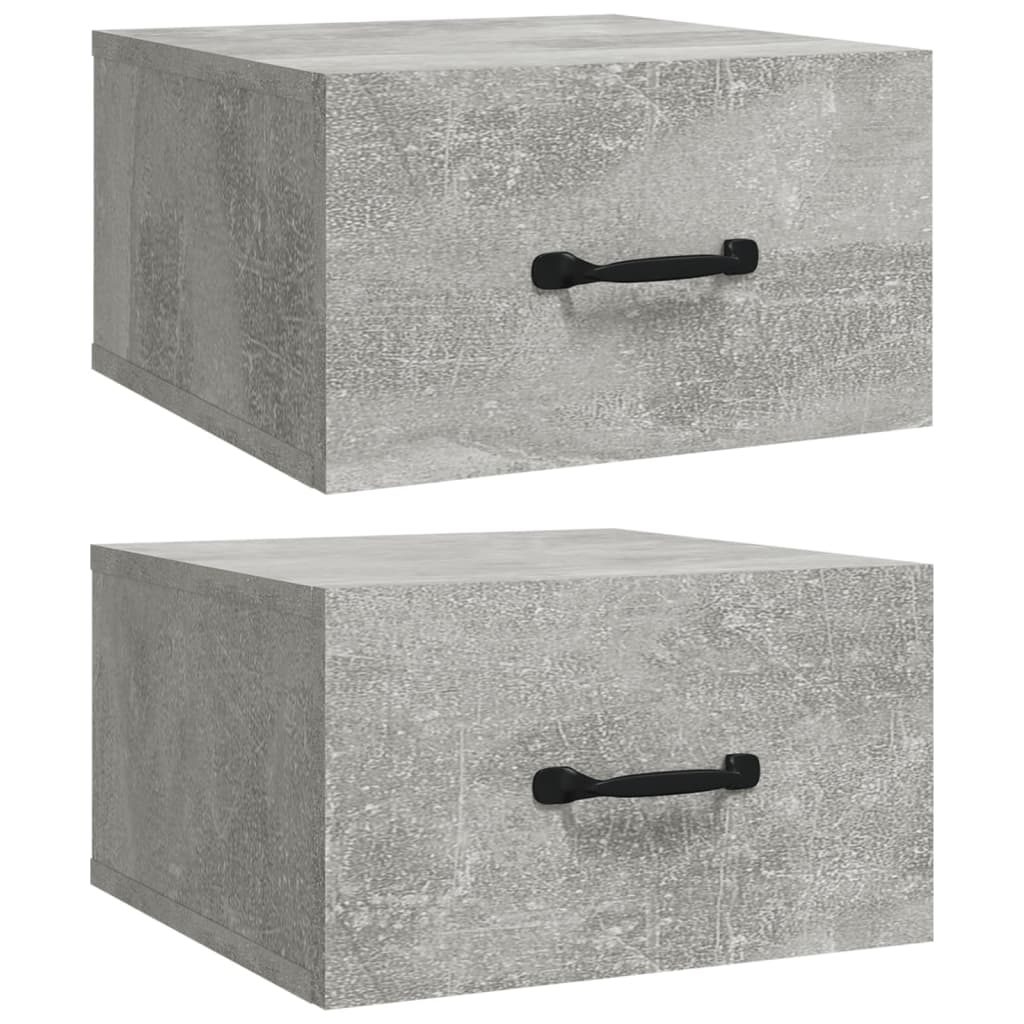 Comodini a Muro 2 pz-Set di 2 Tavolino da notte Grigio Cemento 35x35x20 cm 347204