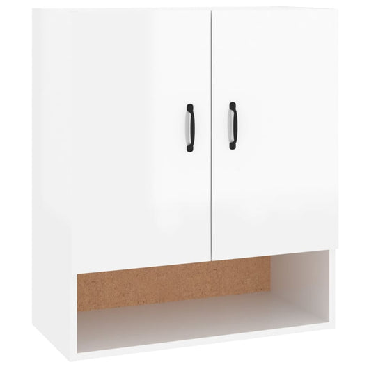 Armadietto a Muro Bianco Lucido 60x31x70 cm Legno Multistrato 812885
