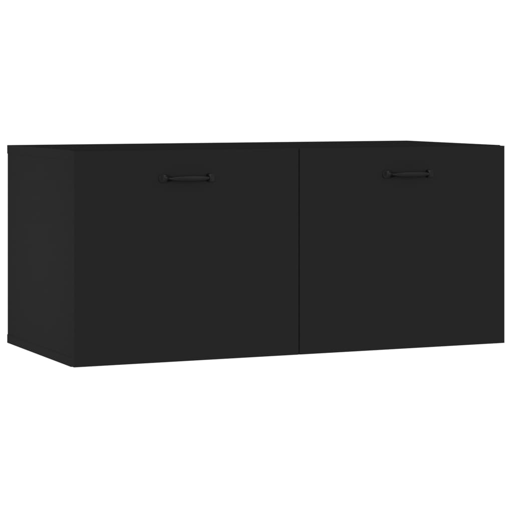 Mobile a Parete Nero 80x36,5x35 cm in Legno Multistrato 812934