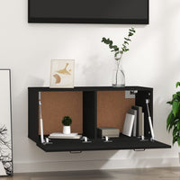 Mobile a Parete Nero 80x36,5x35 cm in Legno Multistrato 812934