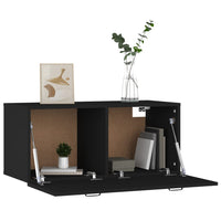 Mobile a Parete Nero 80x36,5x35 cm in Legno Multistrato 812934