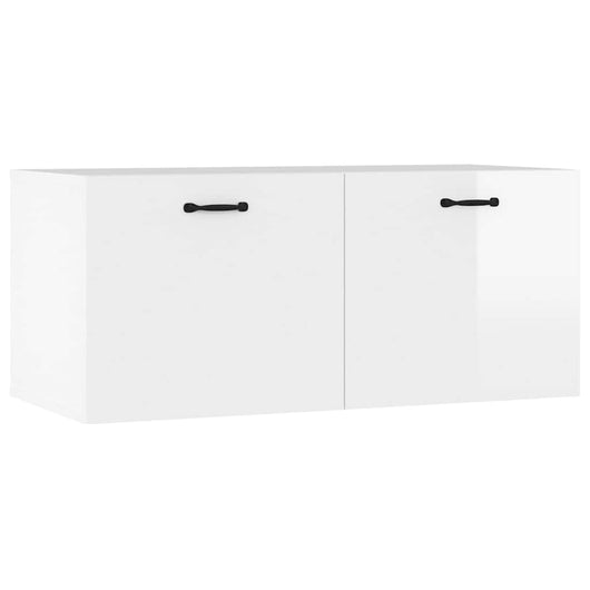Mobile a Parete Bianco Lucido 80x36,5x35 cm Legno Multistrato 812939