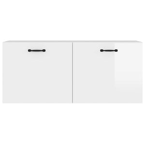 Mobile a Parete Bianco Lucido 80x36,5x35 cm Legno Multistrato 812939