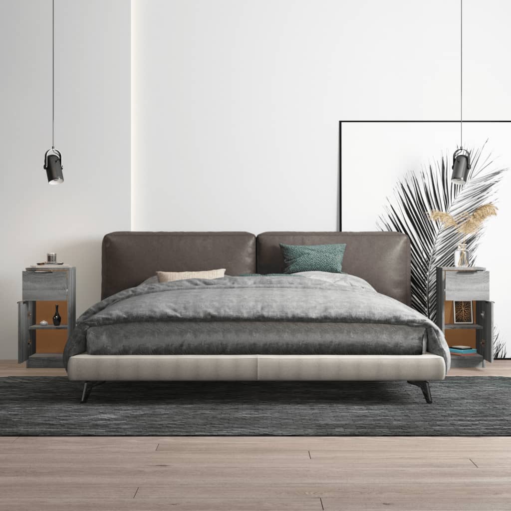 Credenze 2 pz Grigio Sonoma 30x30x70 cm in Legno Multistrato 817003