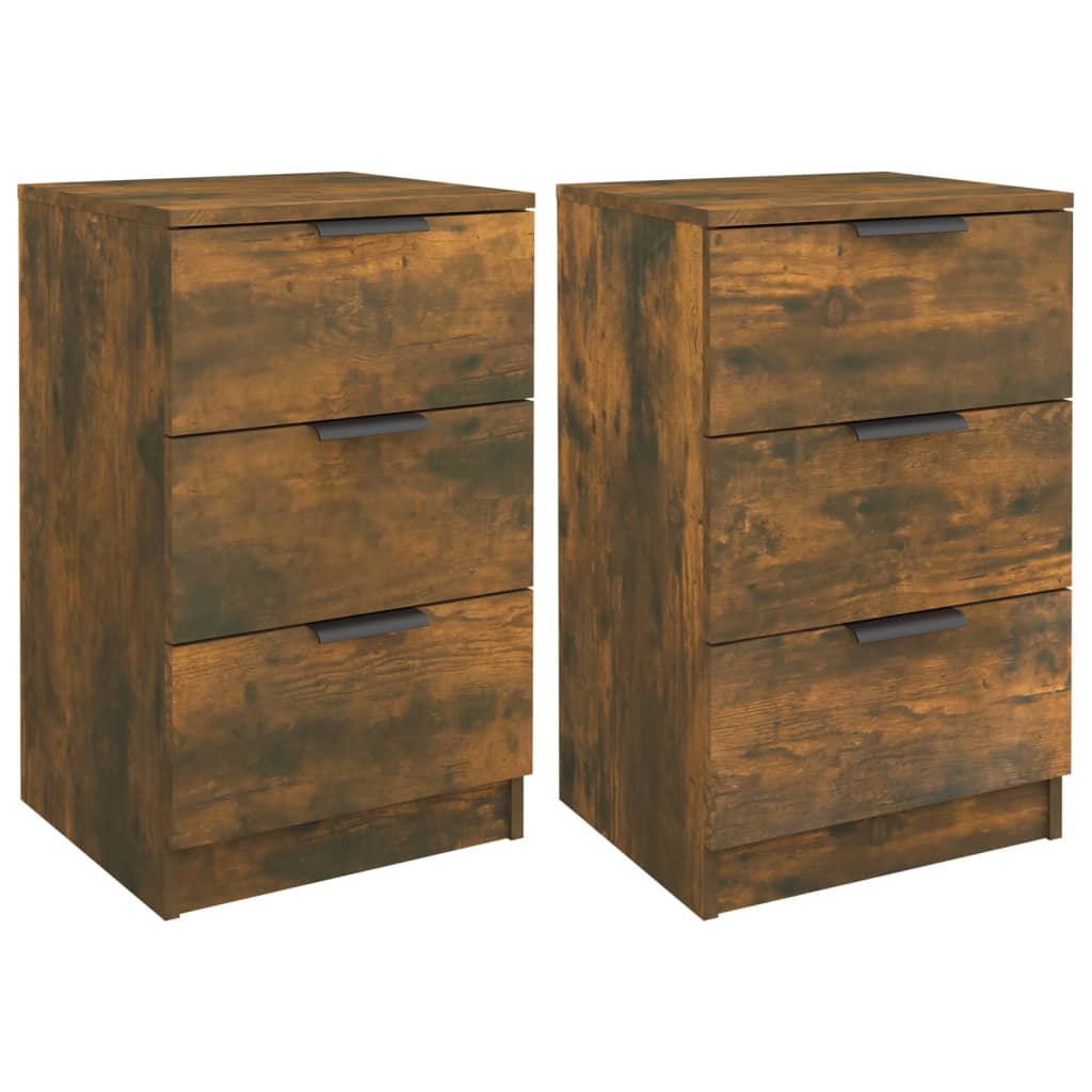 Comodini 2 pz-Set di 2 Tavolino da notte Rovere Fumo 40x36x65 cm
