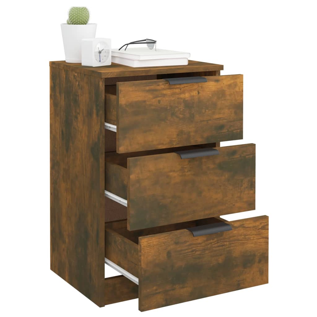 Comodini 2 pz-Set di 2 Tavolino da notte Rovere Fumo 40x36x65 cm