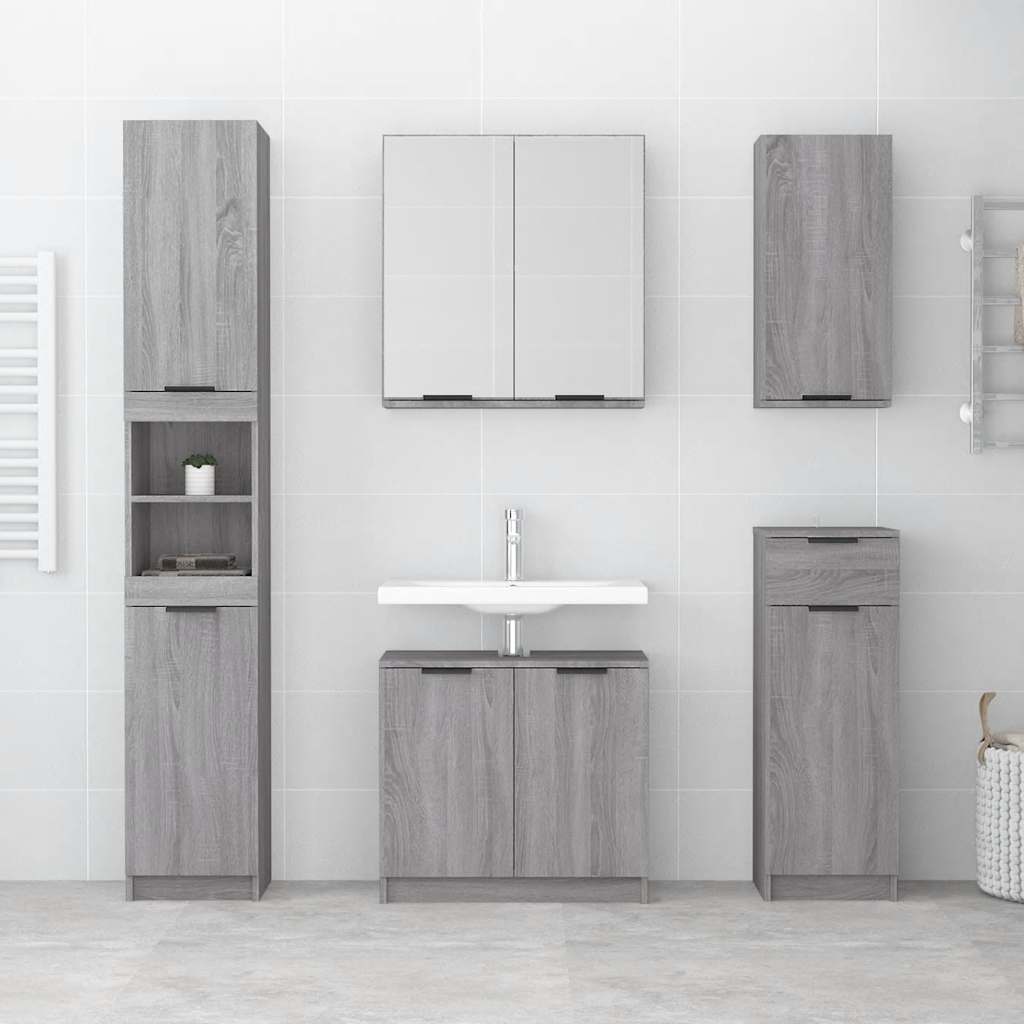Mobile Bagno Grigio Sonoma 64,5x33,5x59 cm in Legno Multistrato 817064
