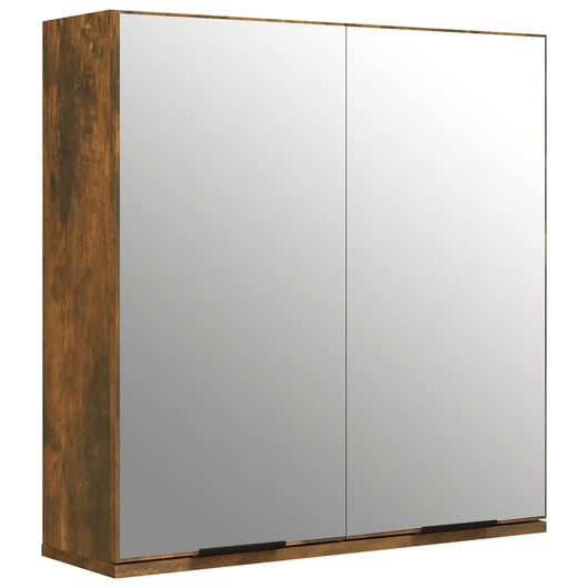 Armadietto a Specchio da Bagno-Mobile bagno con specchio Rovere Fumo 64x20x67 cm