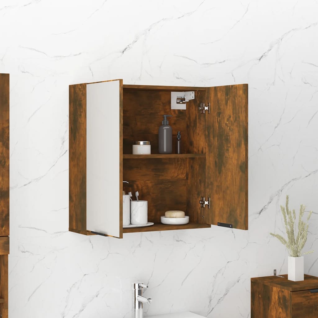 Armadietto a Specchio da Bagno Rovere Fumo 64x20x67 cm 817066