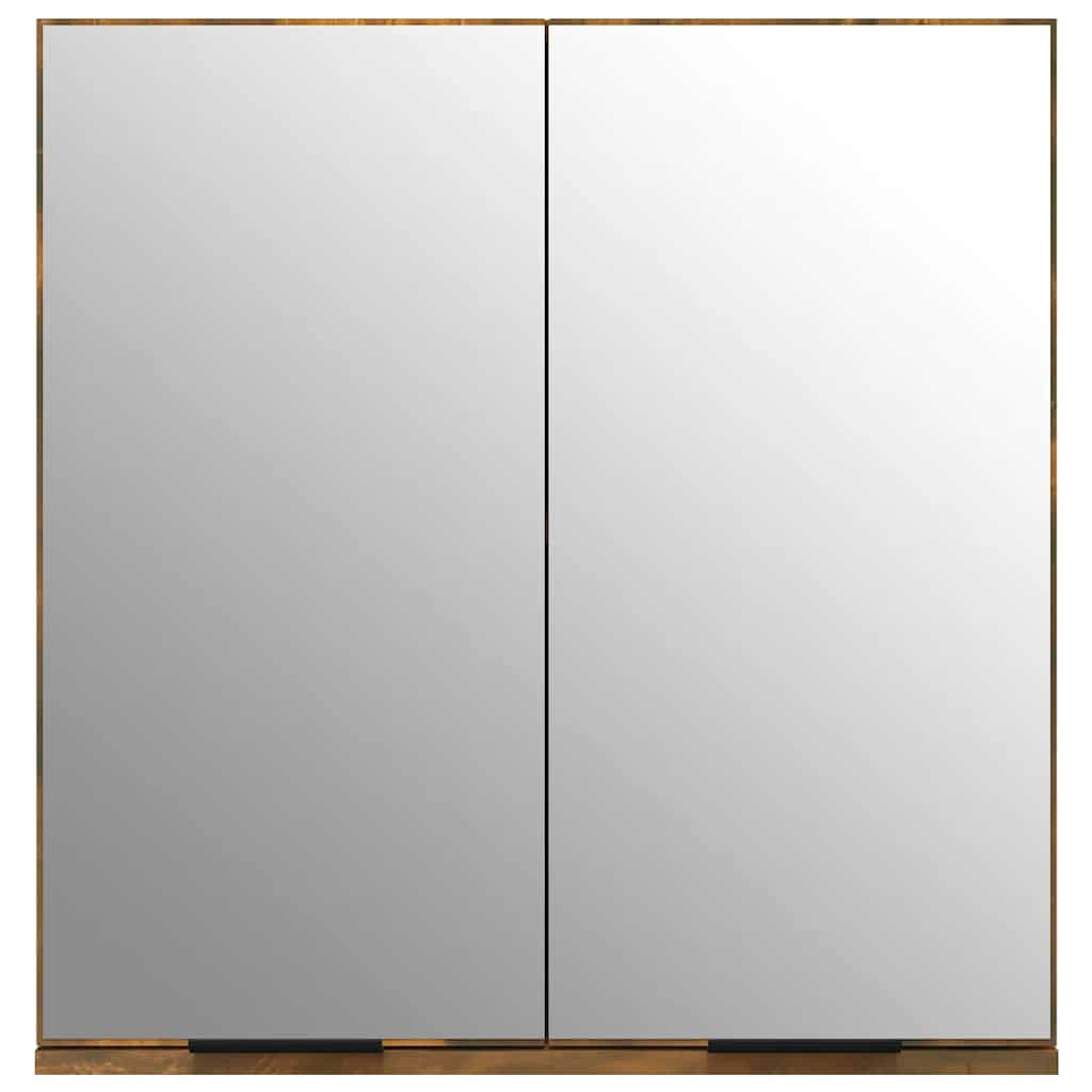 Armadietto a Specchio da Bagno-Mobile bagno con specchio Rovere Fumo 64x20x67 cm