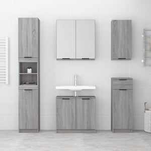 Armadietto a Specchio da Bagno-Mobile bagno con specchio Grigio Sonoma 64x20x67 cm