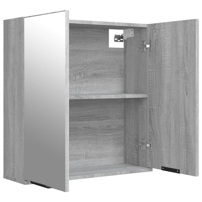 Armadietto a Specchio da Bagno-Mobile bagno con specchio Grigio Sonoma 64x20x67 cm