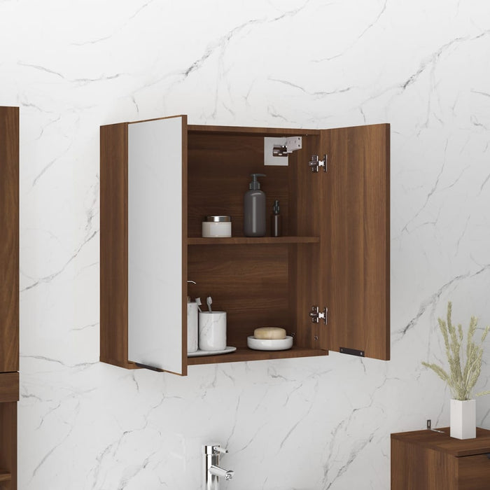 Armadietto a Specchio da Bagno Rovere Marrone 64x20x67 cm 817068