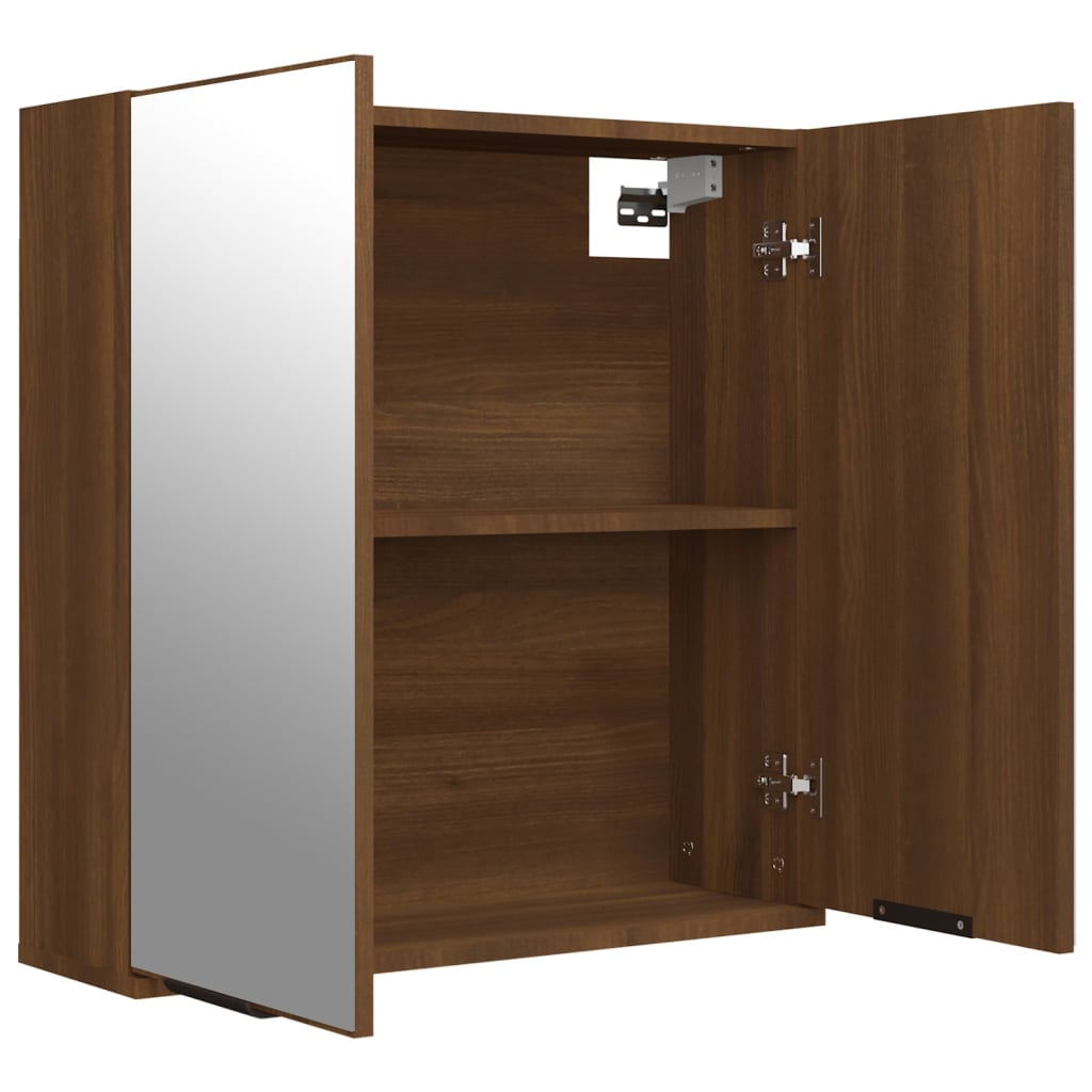 Armadietto a Specchio da Bagno-Mobile bagno con specchio Rovere Marrone 64x20x67 cm