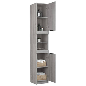 Armadietto Bagno Grigio Sonoma 32x34x188,5 cm Legno Multistrato 817070
