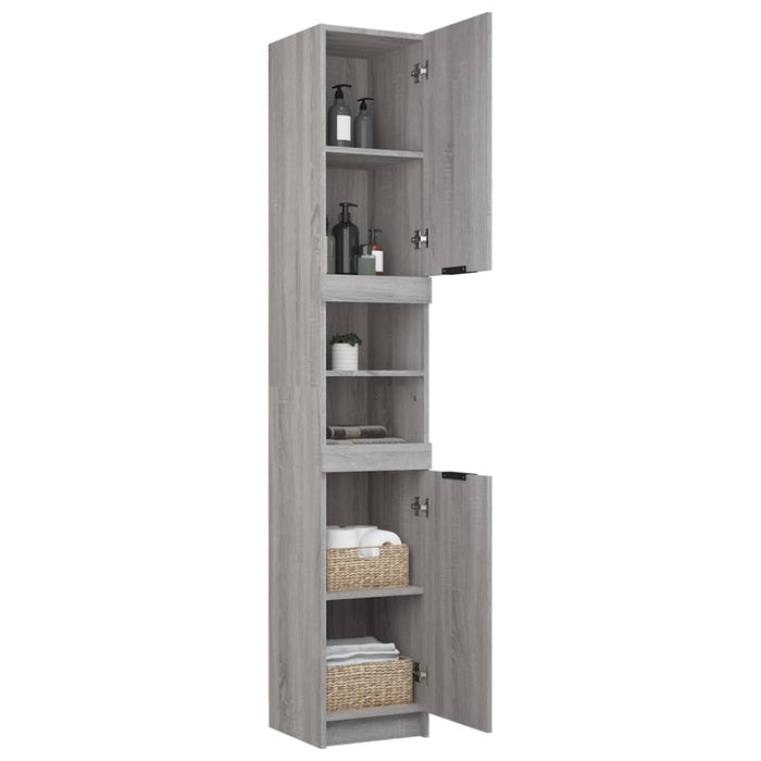 Armadietto Bagno Grigio Sonoma 32x34x188,5 cm Legno Multistrato 817070
