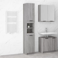 Armadietto Bagno Grigio Sonoma 32x34x188,5 cm Legno Multistrato 817070
